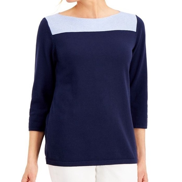 Karen Scott Colorblock Sweater XL - Picture 2 of 6